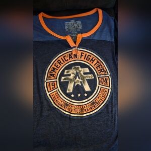 American Fighter Navy and Orange Logo Tee